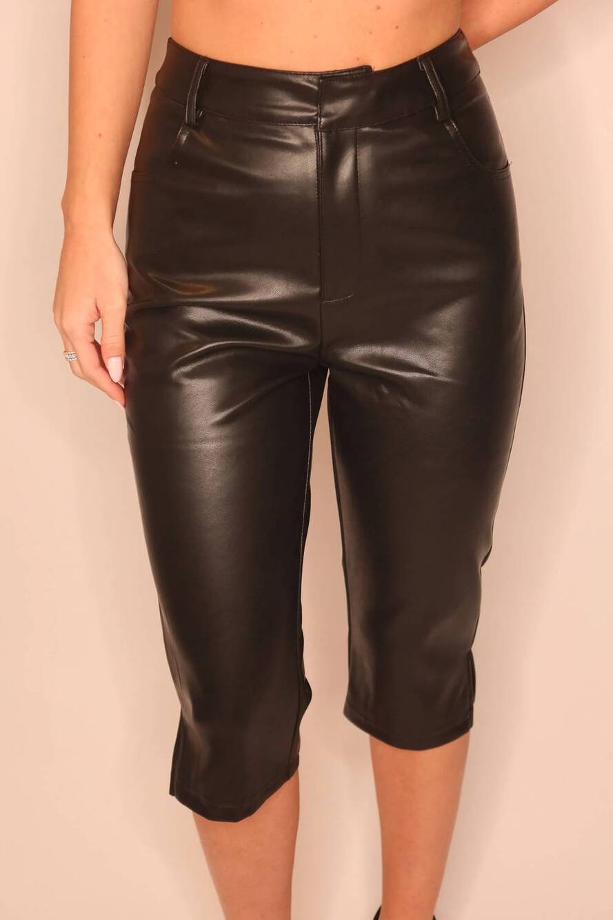 NEW ET CLET nicolette leather capri pants in black
